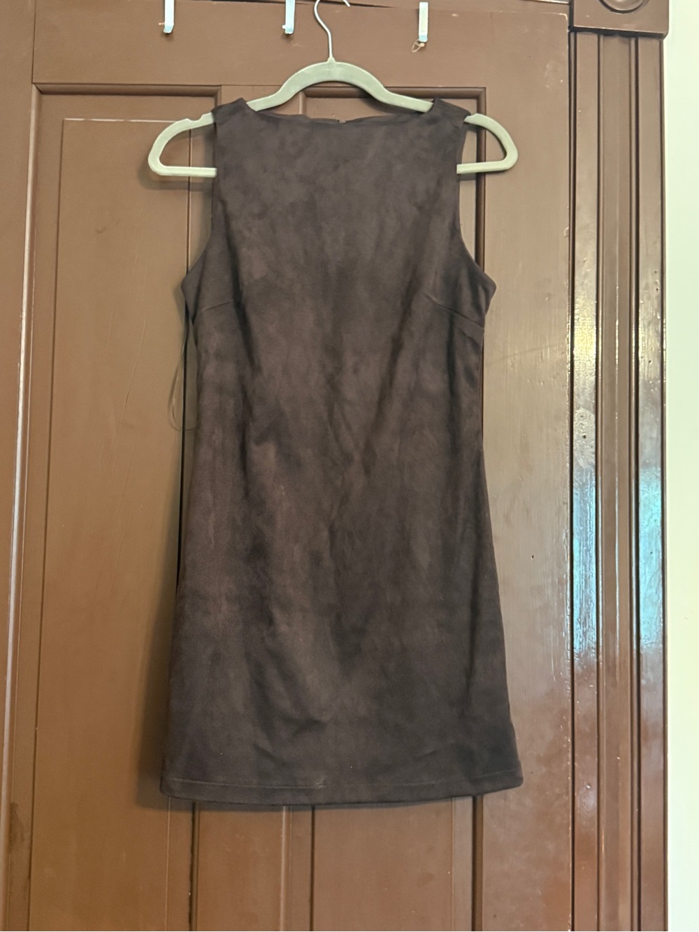 Sincerely Jules Sleeveless Mini Dress in Dark Brown Faux Suede